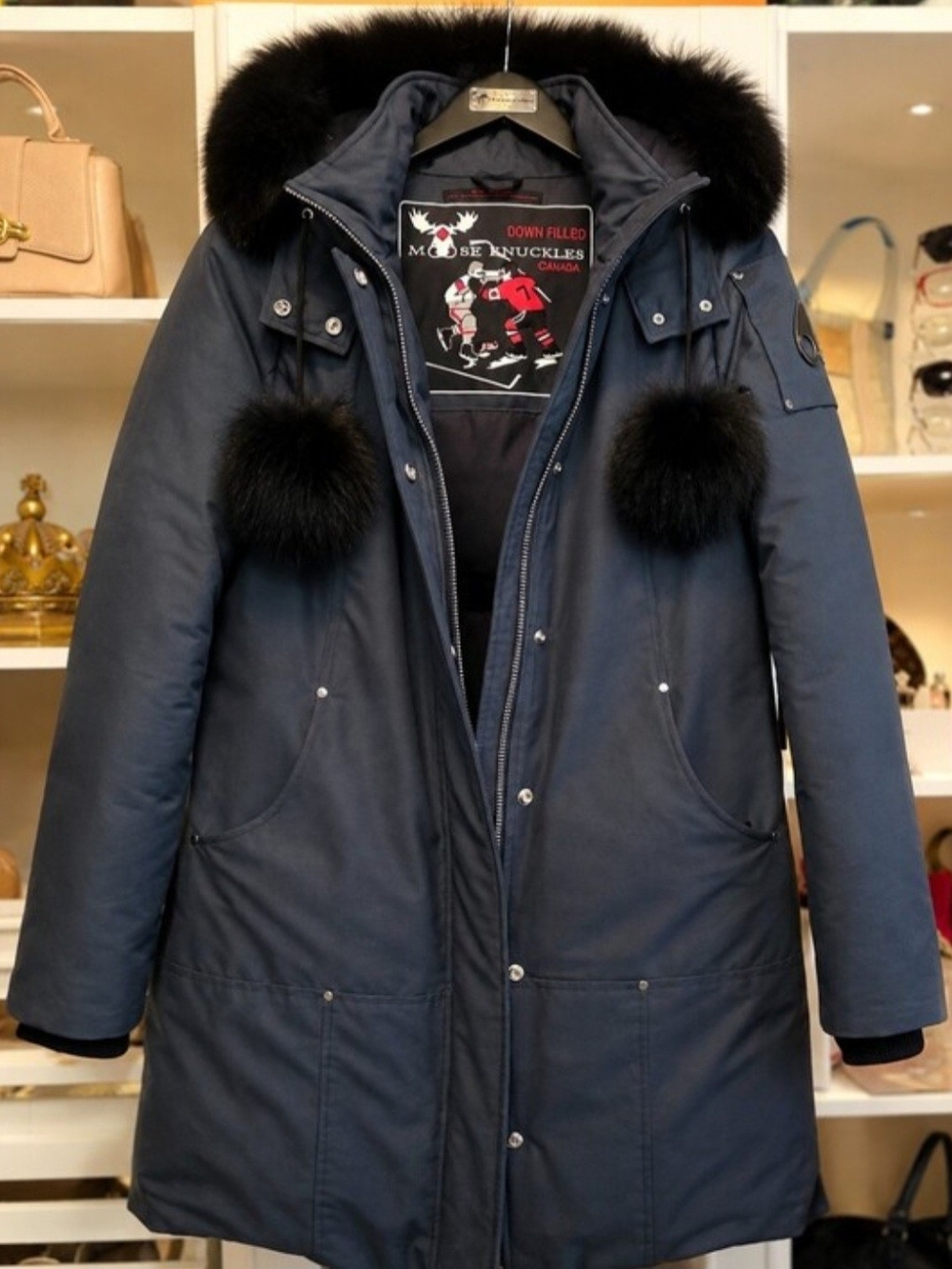 Mousse Knuckles Parka Stirling With Fur - Large (Granite & Noir)